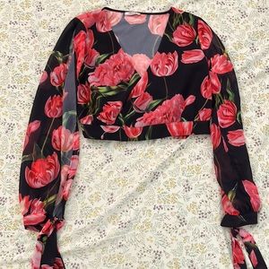Cropped Floral Blouse